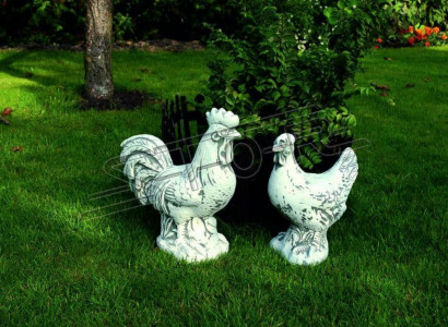Décoration de jardin Poulet Patio Pierres Figures Figure Statue Blanche Décorative